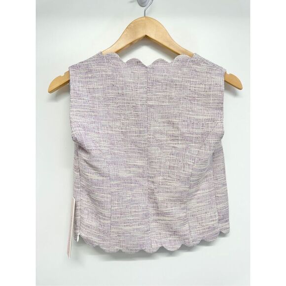 AQUA Tweed Scalloped Crop Top Size Small Lilac Side Zip Closure NWT - Picture 6 of 8
